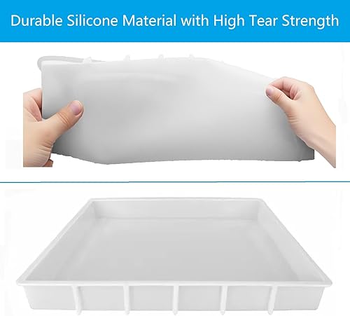 Miniatura 4 de Molde epoxi de silicona de 16 x 12 pulgadas, molde grande de resina profunda para tabla de cortar, mesa de río, bandeja, mesa de café, decoración