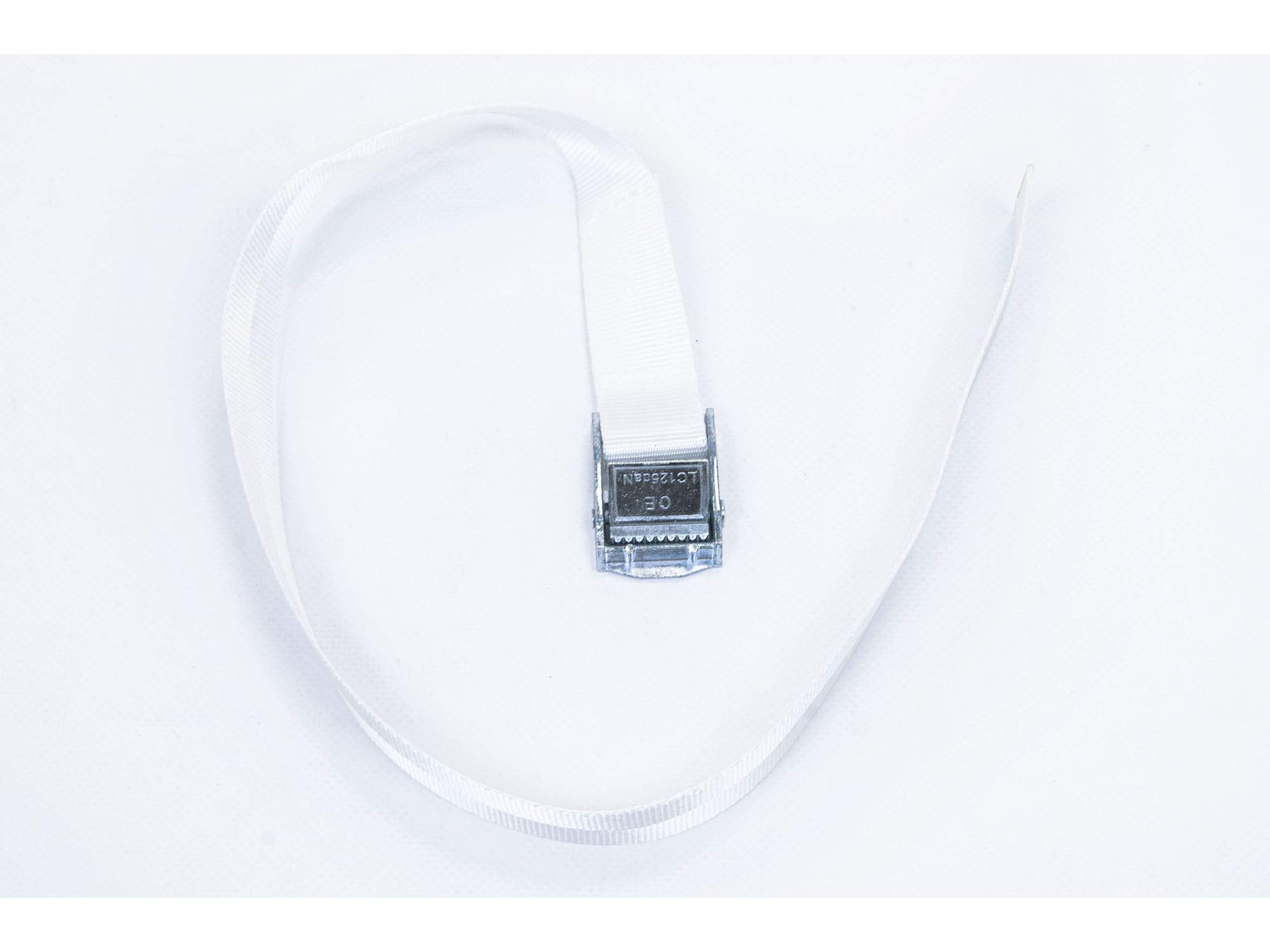 Oedim Weißes Polyester-Spannband mit Metallschnalle | 2,5 cm breit x 60 cm lang | 50 Stück | Schutz, kleine Zurrgurte mit Schnalle |