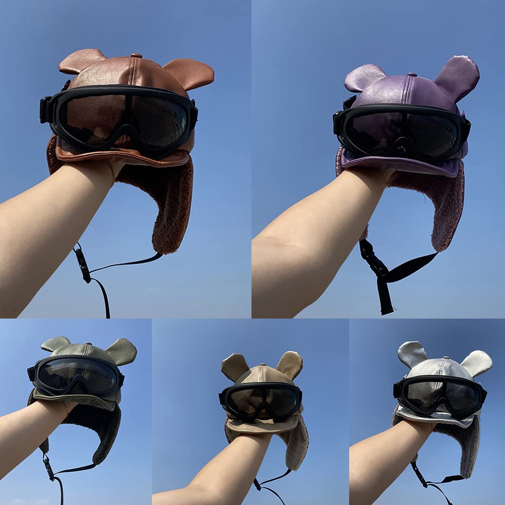 GRABAGECAN Children Trapper Hat Warm Baby Kid Winter Earflap Flyer Hat with Goggles Decorations for Kids Khaki