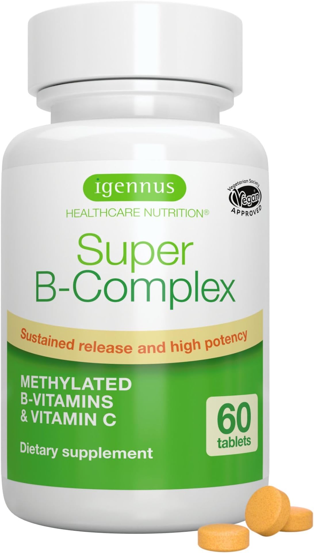Igennus Healthcare Nutrition Super B-Complex (Vegan, 60 Small Tablets)