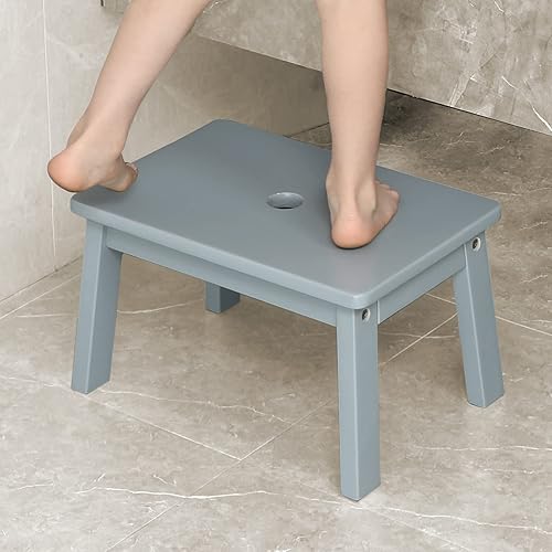 Miniatura 7 de HOUCHICS Taburete de madera para niños, abedul macizo para cocina, dormitorio, sala de estar, baño, baño, cuarto de bebé, taburete de entrenamiento