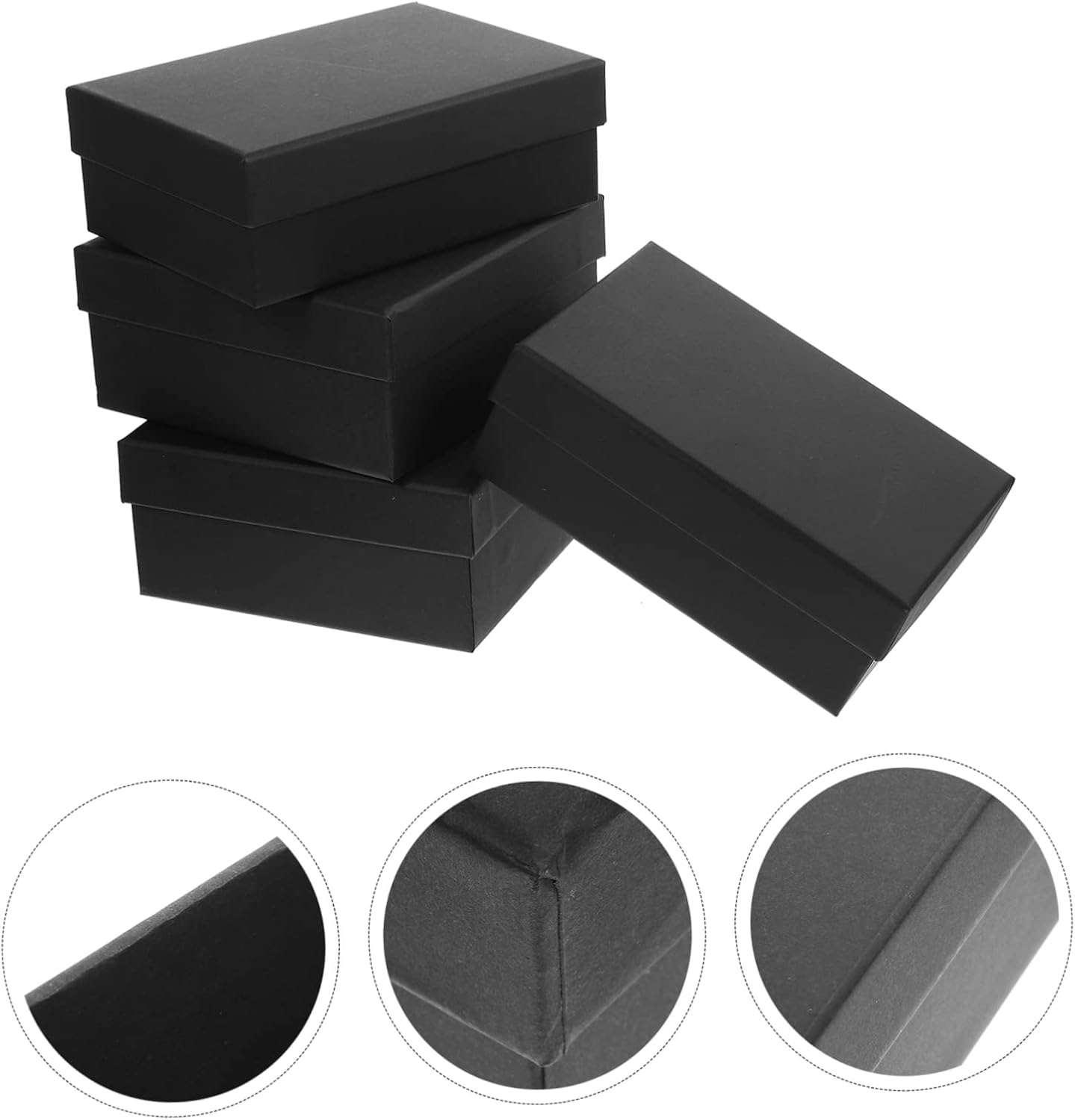 FOMIYES 4pcs Square Jewelry Boxes Black Boxes Wedding Party Case Packaging Cases