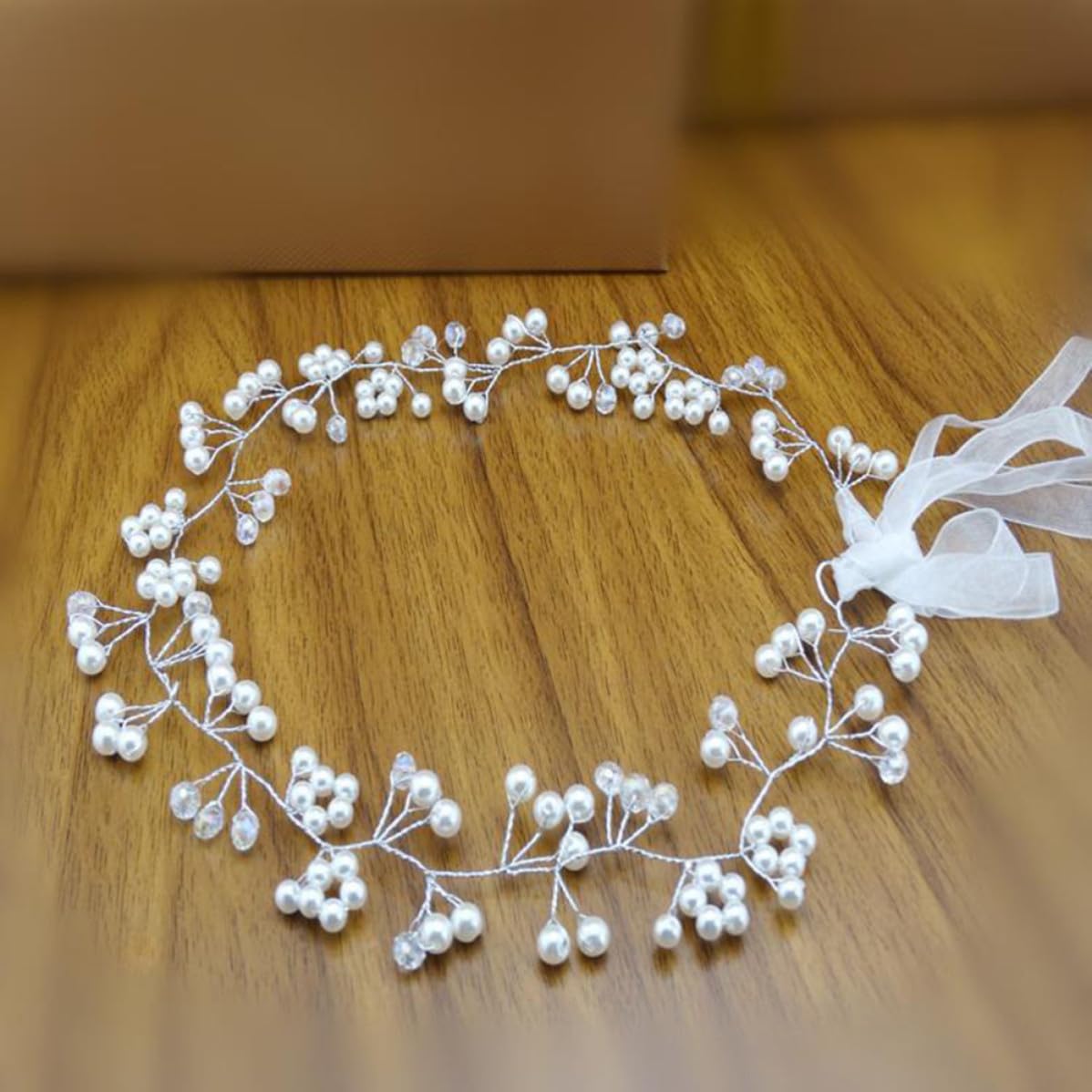 UPKOCH Silver Crystal Pearl Bridal Headband for Bridesmaid Wedding Hair image 5