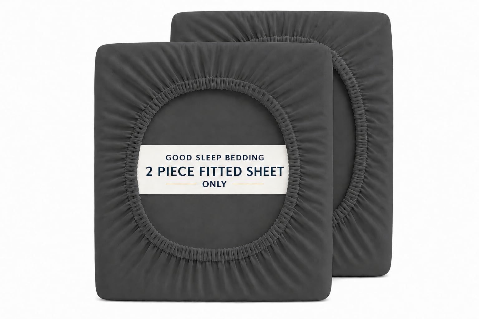 Good Sleep Bedding 2 Pack Fitted Sheets, 100% Egyptian Cotton Fitted Sheet King Size, Luxury 41cm/16" Deep Pocket Sheets, Sateen Weave King Fitted Sheet, Ultra Soft Pack of 2 Fitted Sheets, Dark Grey