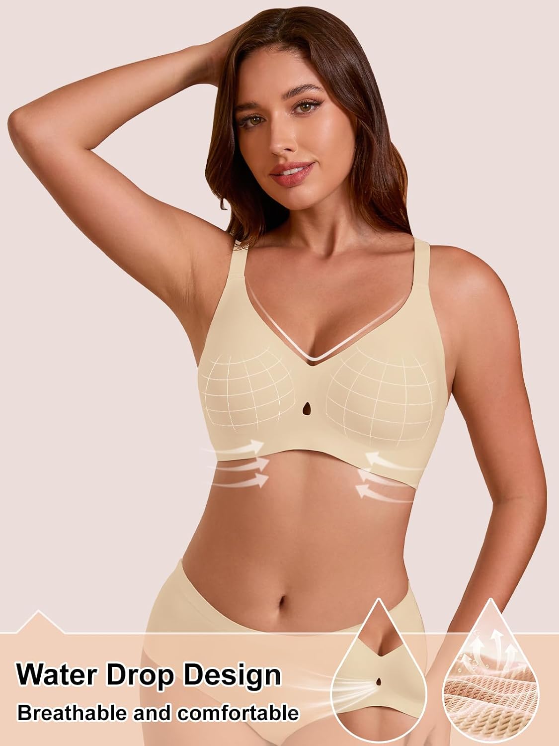  Jelly Bras for Women No Underwire Seamless Push Up Bra | Full Coverage Wireless Everyday Bralettes, Soft Supportive Comfortable Tshirt Bras, Plunge Breathable Daily Wear thumbnail