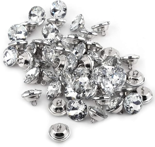 50Pcs Diamond Buttons, Bright Rhinestone Crystal Buttons DIY Craft Decoration for Clothes Crafts Headboard Sofa(20mm)