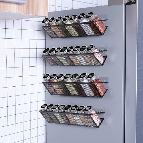 Citylife 4 Packs Spice Rack Organizer Wall Mount Space Saving Hanging Seasoning Racks For Kitchen Cabinet, Pantry Door, Available Screw Or Adhesive Hook #TOP4