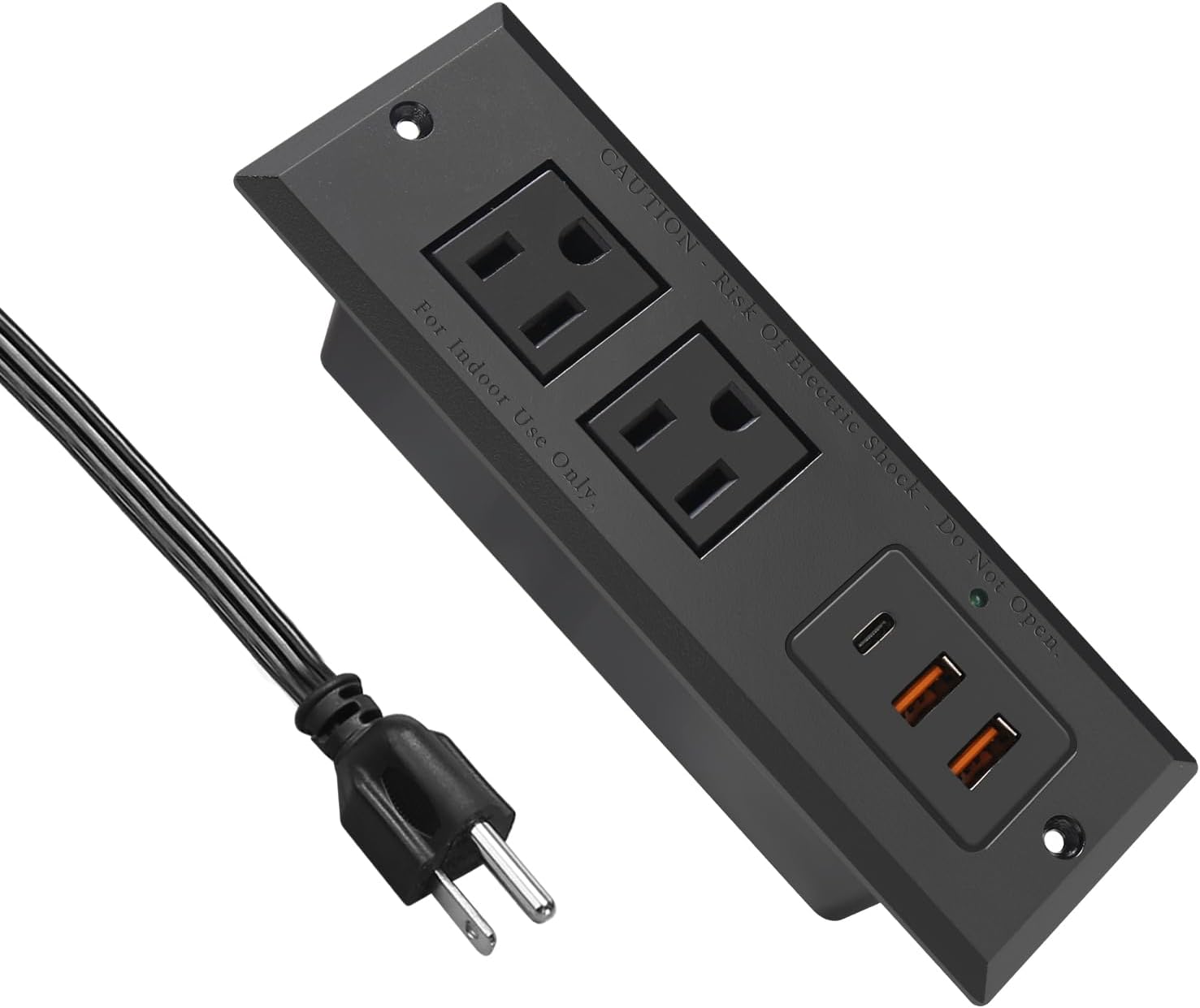 Regleta de alimentación empotrable de 20 W USB C de carga rápida para escritorio, toma de corriente tipo C, enchufe de alimentación de extensión