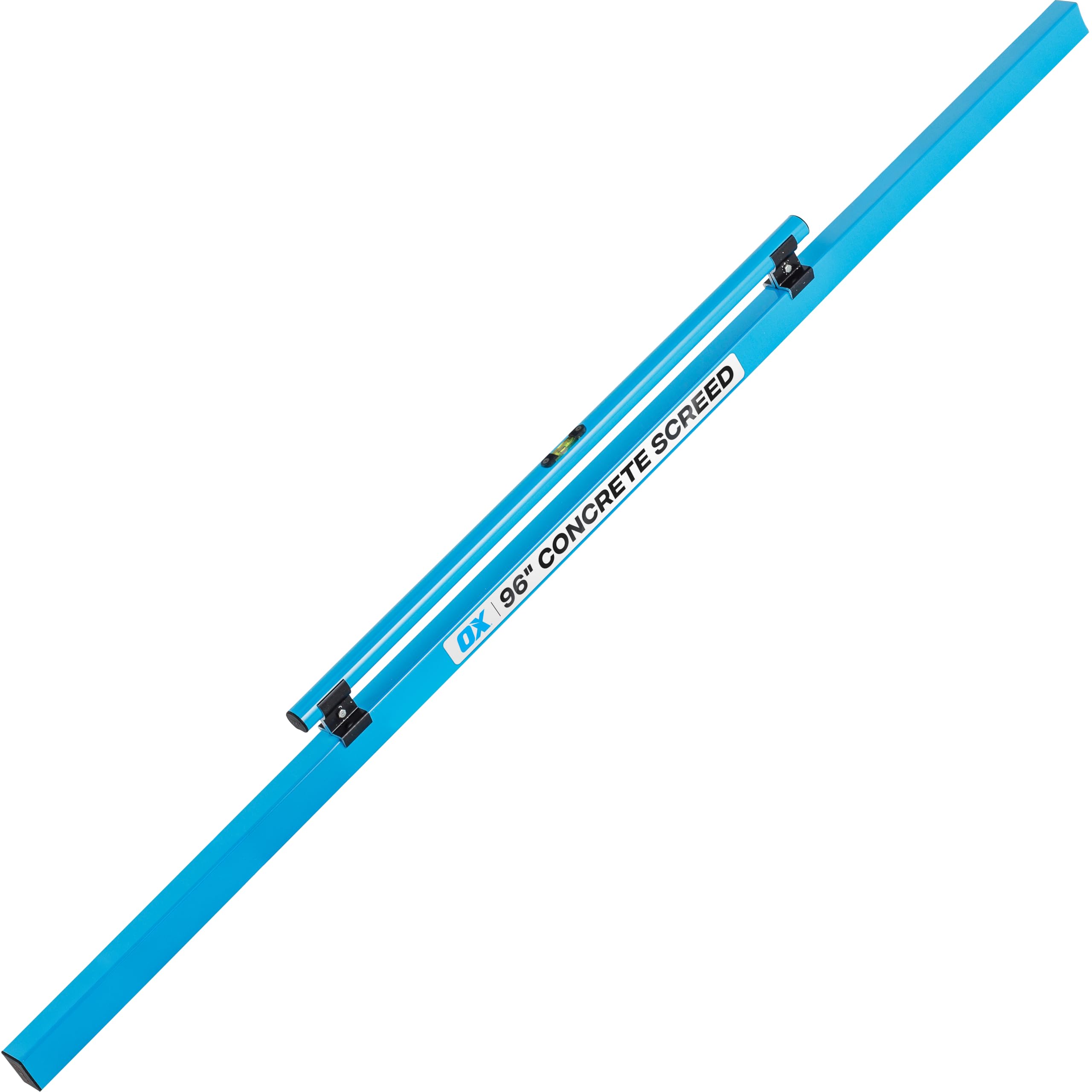 ox tools concrete screed, pro series 96 inch screed with level vial, 8 ft concrete darby, aluminum lightweight & reversable handle for cutting and smoothing concrete, powder coated for easy cleanup