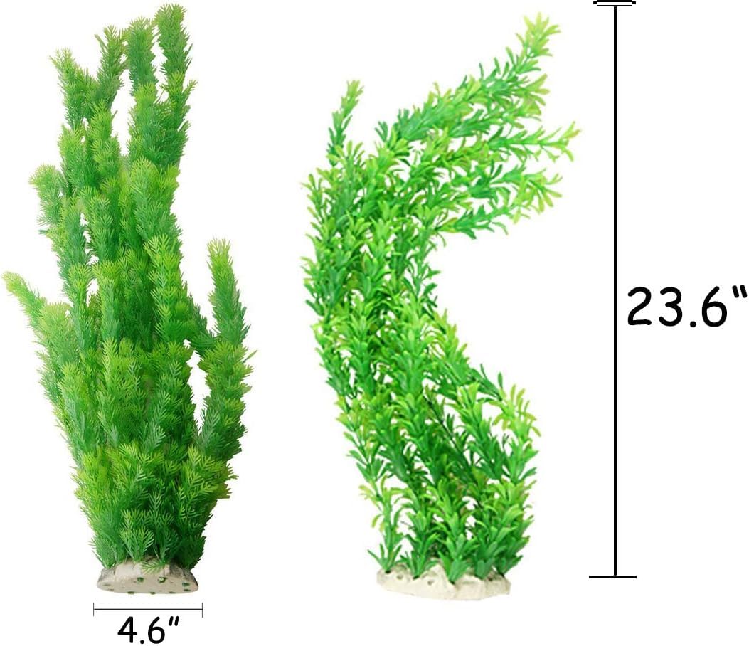 PINVNBY Aquarium Plants Plastic Decor Fish Tank Green Decorations Plants Ornament Safe for All Fish,Extra Large 23-inch Tall, 2 Pack - Image 2
