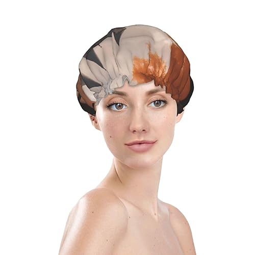 Miniatura 3 de Dogs In The Fall Reusable Double Layer Waterproof Shower Cap With Elastic Cord For Home Cleaning Facial Care Shower