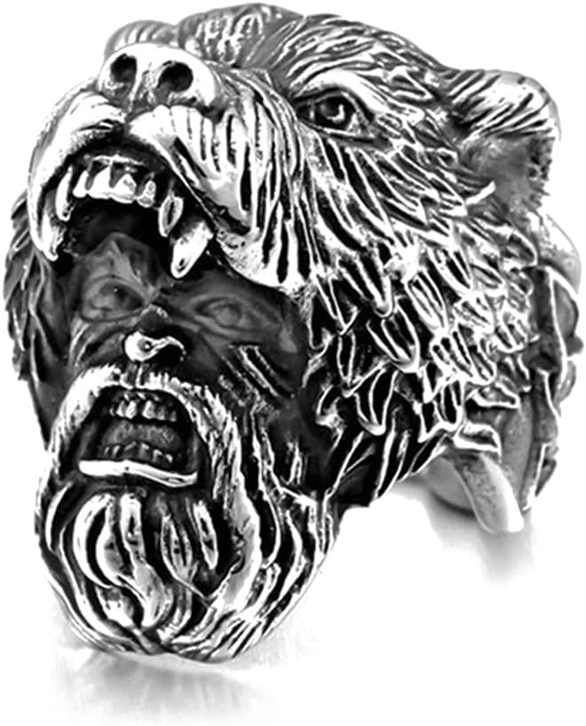 DFWY Hommes Viking En Acier Inoxydable Bear Head Togo Ubuy