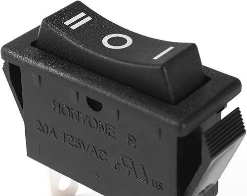 Miniatura 2 de uxcell SPDT 3P Encendido/Apagado/Encendido 3 Posiciones Bote Interruptor Basculante Negro AC 20A/125V 22A/250V