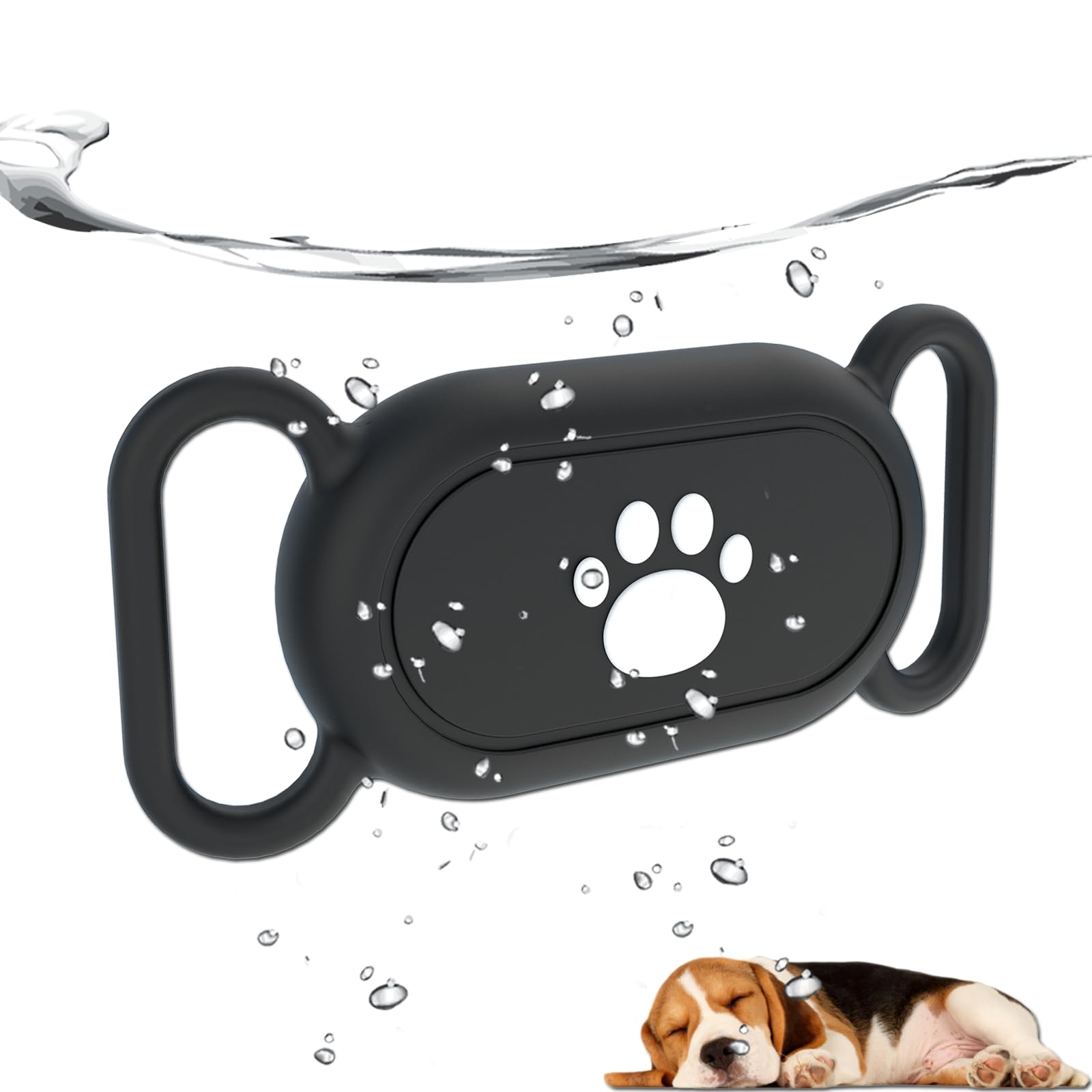 Waterproof Dog Collar Holder Compatible with Samsung Galaxy SmartTag2, Silicone GPS Tracker Hidden Loop Holder for Smart Tag2, Anti-Lost Collar Tag2 Paw Case (Black)