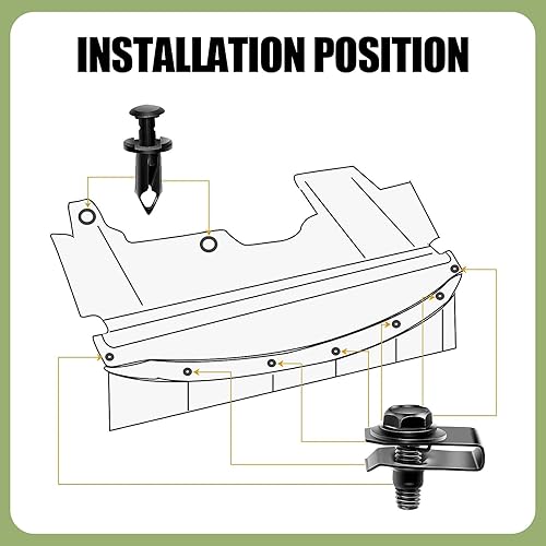 Miniatura 5 de UGSHY Pack-35 - Perno protector para cubierta del motor de automóvil, dispositivo fijo en forma de U de metal, revestimiento de guardabarros de