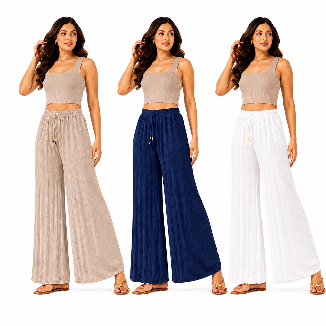 khajuri Palazzo for Women Free Size Comfortable Ladies Girls Summer wear Breathable Fabric Pack of 3 piece-picture-28