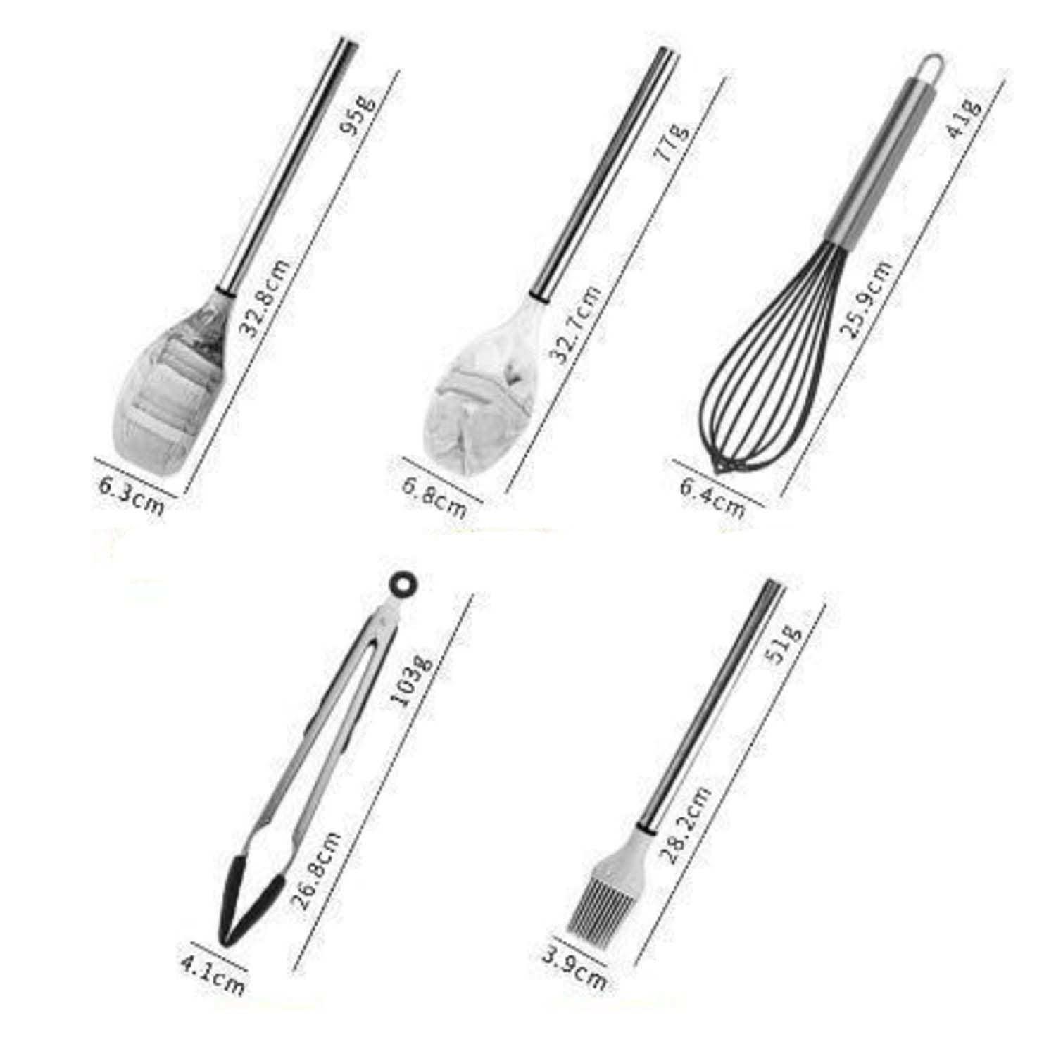 Ensemble D'ustensiles de Cuisine 11pcs Acier Inoxydable Silicone Ustensiles de Cuisine Style Marbre avec Accordeur Fendu Louche Spatule Cuillère Serveur de Pâtes Fouet