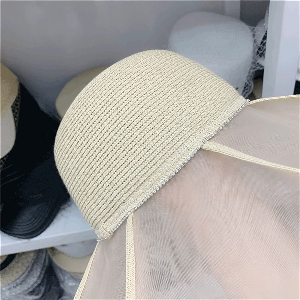 Sunhats Cappello di Paglia Cappello da Spiaggia Estivo da Donna Visiera Parasole da Vacanza Cinturino a Tesa Larga Cappello Floscio Cappello da Ragazza (Color : A, Size : Mcode) (C Mcode)