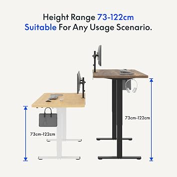 FLEXISPOT Electric Standing Desk 180x80cm Sit Stand Table Height Adjustable Desk with Hook for Home Office, White