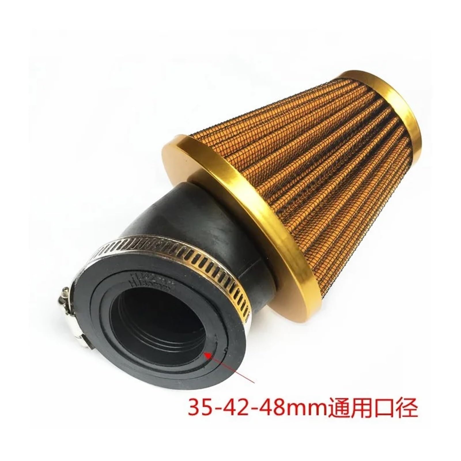 Xuanqingyi Store 35/42/48 mm uniwersalny zakrzywiony filtr powietrza do motocykla ATV skutera pit rower filtr wlotowy kompatybilny z Yamaha kompatybilny ze złotem