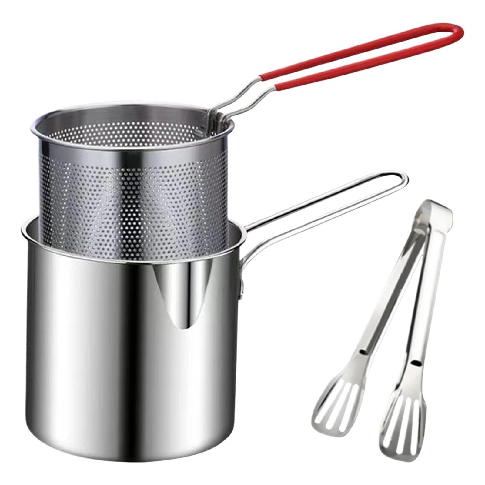 Olla For Freír Con Colador Pinzas For Alimentos Tempura De Acero Inoxidable Calentamiento RáPido