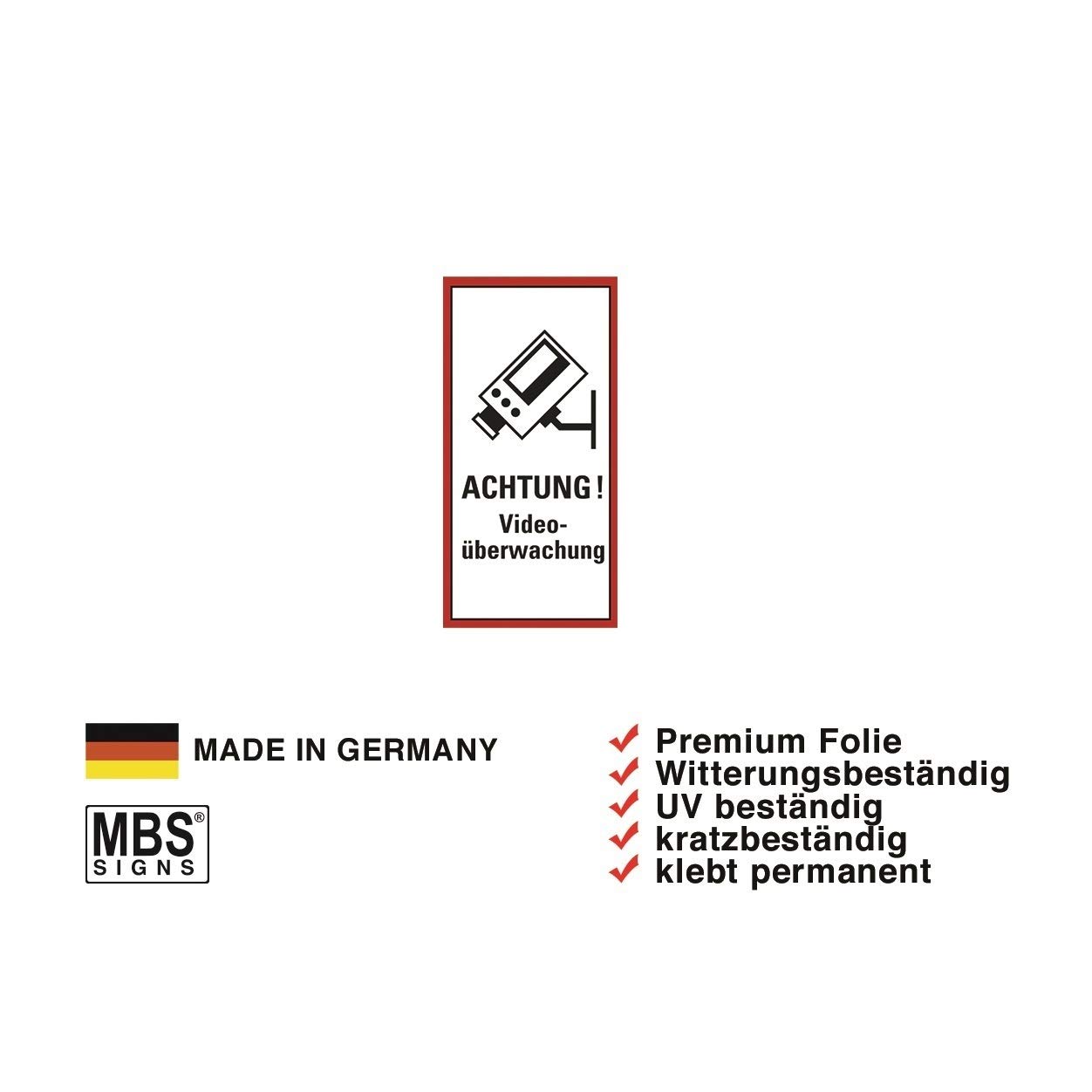 Schild oder Aufkleber Achtung Videoüberwachung Video Kamera Hinweissschild Vi12