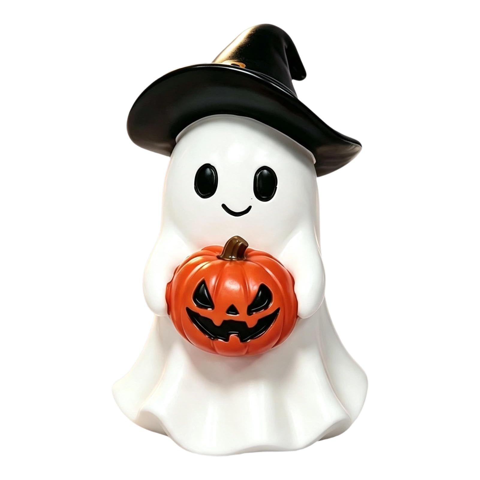 gibxiyza Halloween Ghost Resin Figurine, Cute Pumpkin Witch Hat Statue