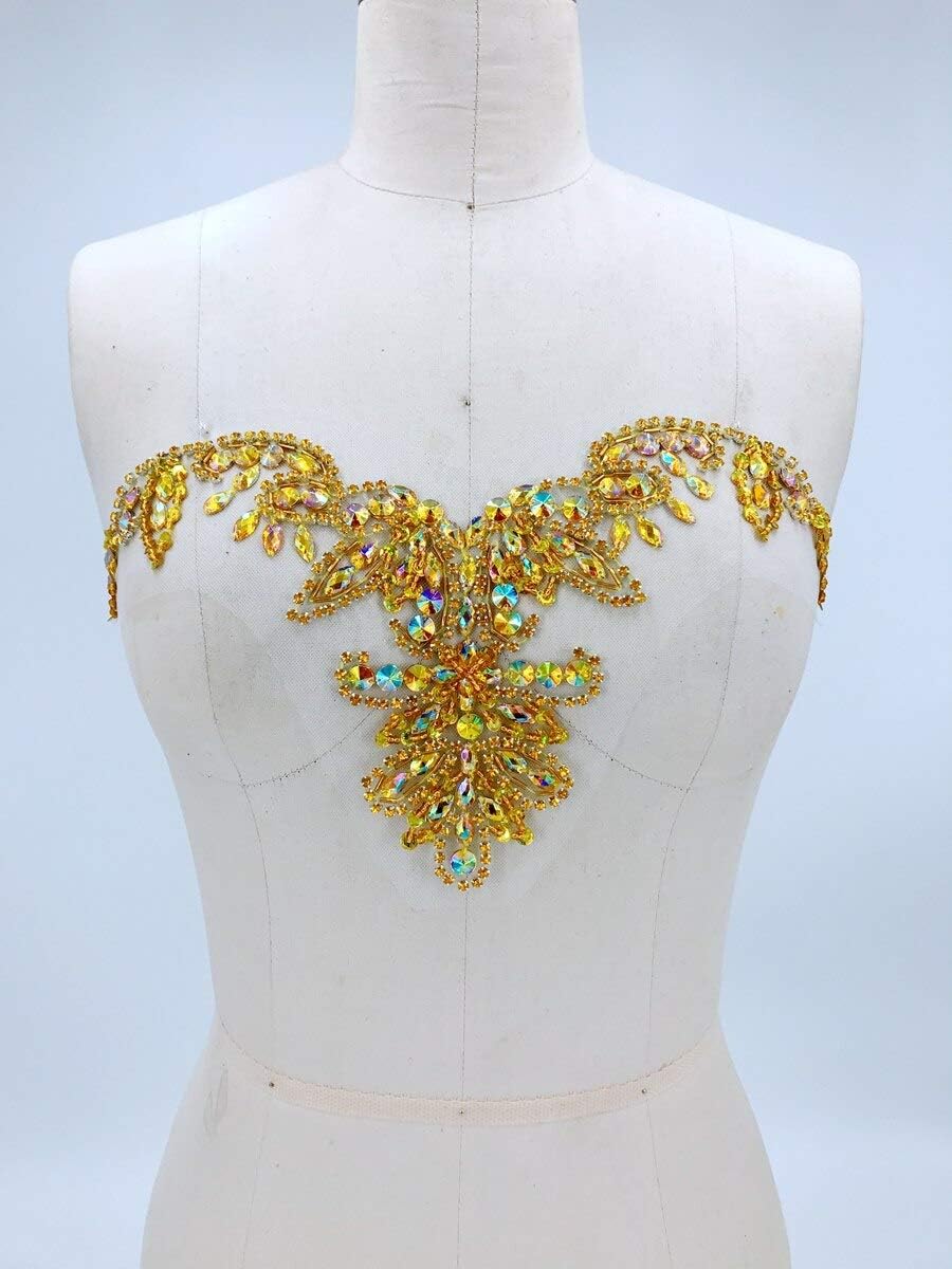 ハンドメイド クリア AB カラー ラインストーン アップリケ クリスタル パッチ 34 * 20cm ドレス アクセサリー アップ