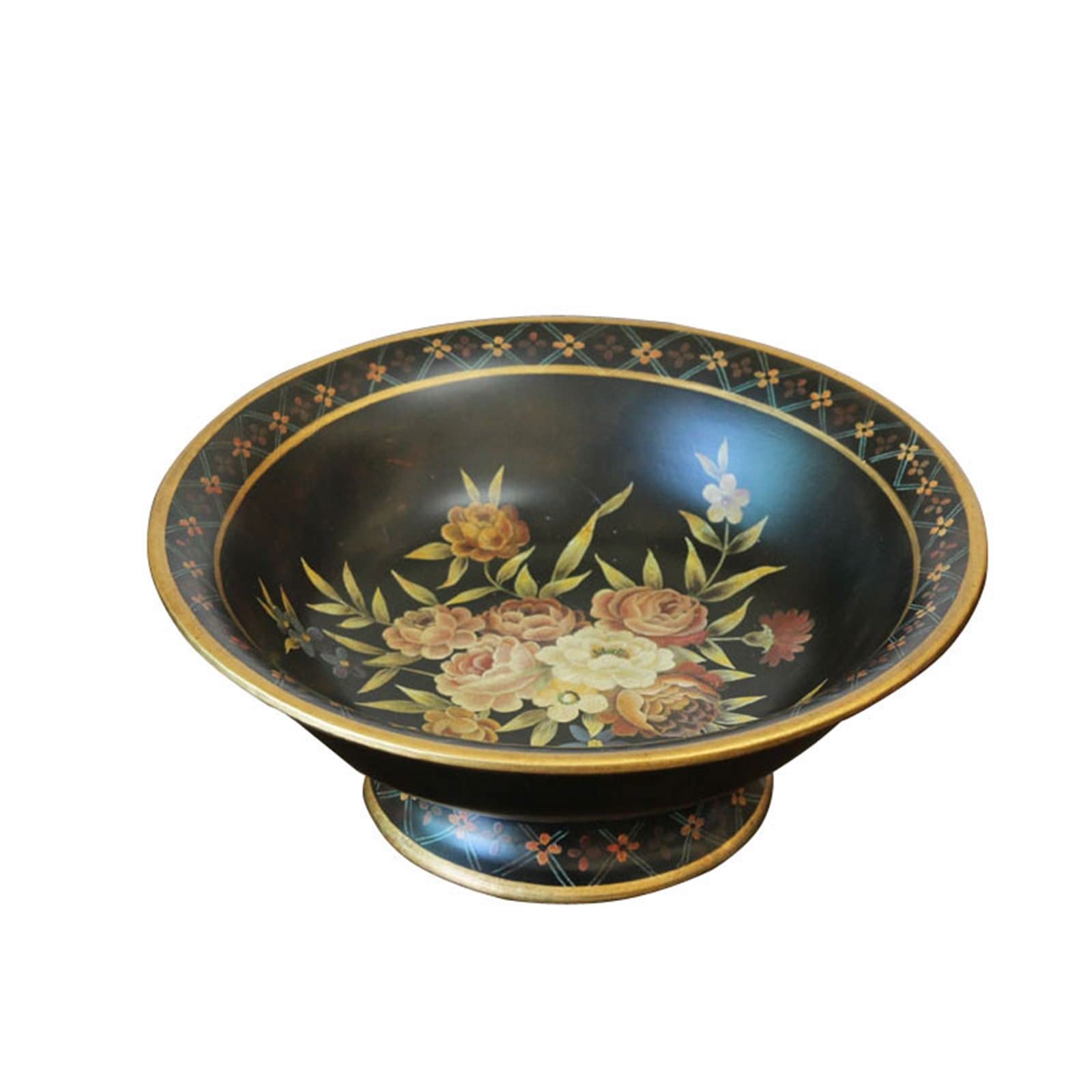 CLoxks Corbeilles à Fruits Assiette de Fruits Nouveau Chinois rétro Peint à la Main en céramique Bol de Fruits Maison Salon décoration Porcelaine Noire Plat de Fruits Bol de Bonbons Coupe de Fruit