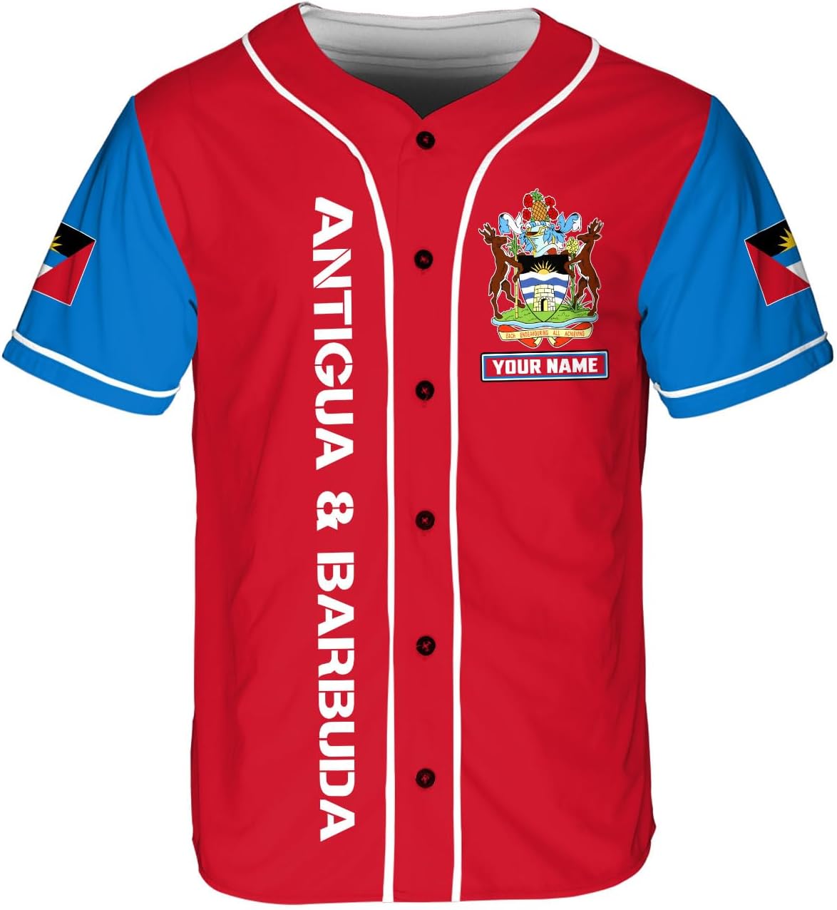 Leeprints Personalized Antigua and Barbuda Jersey, Antiguan and Barbudan Soccer Shirt Baseball Antigua and Barbuda Pride Flag