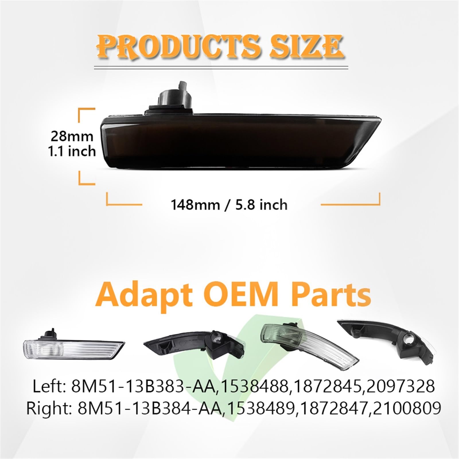 intermitentes laterales Compatible Con Ford Para Focus Mk2 Mk3 Para Mondeo Mk4 2007-2016 Luces De Señal De Giro De Marcador Lateral De Coche Indicador De Espejo Retrovisor De Coche Intermitente