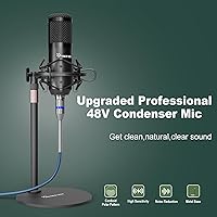 Vista 6 de Paquete de Equipo para Podcast, Micrófono de Condensador de 48V con Interfaz de Audio de Transmisión para Grabación de Podcasting, Transmisión