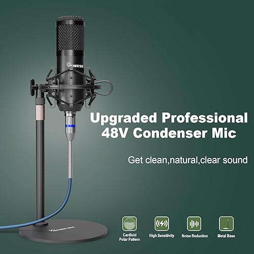 Miniatura 6 de Paquete de equipo de podcast, micrófono de condensador de 48 V con interfaz de audio de transmisión para grabación de podcasts, transmisión, juegos,