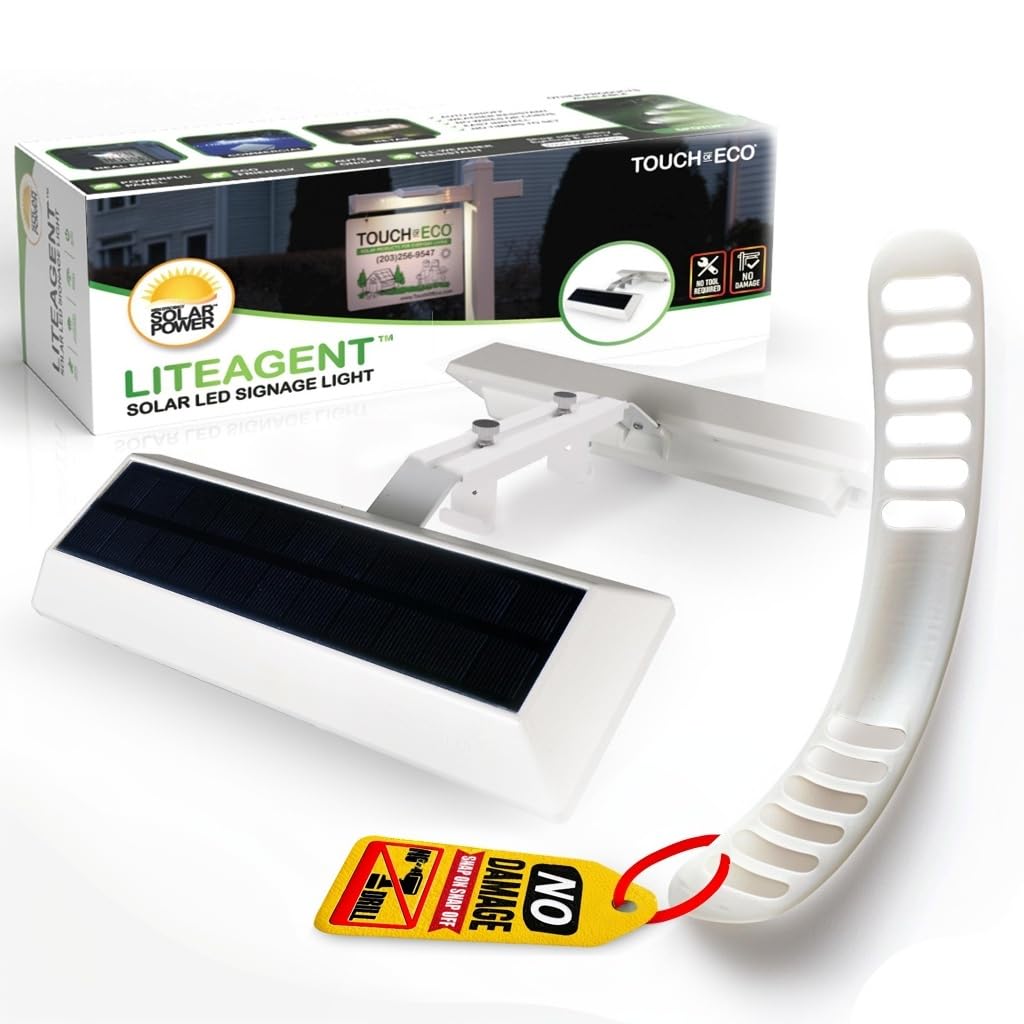 LITEAGENT PRO Solar LED Post Light Patented Angle Design for Real Estate & Business Signs, Upgraded 2025 Model with High Efficiency Solar Panel,