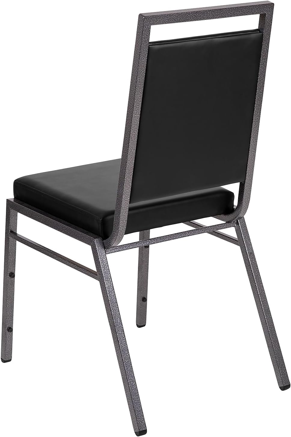 Flash Furniture 2 Pack HERCULES Series Square Back Stacking Banquet Chair in Black Vinyl with Silvervein Frame