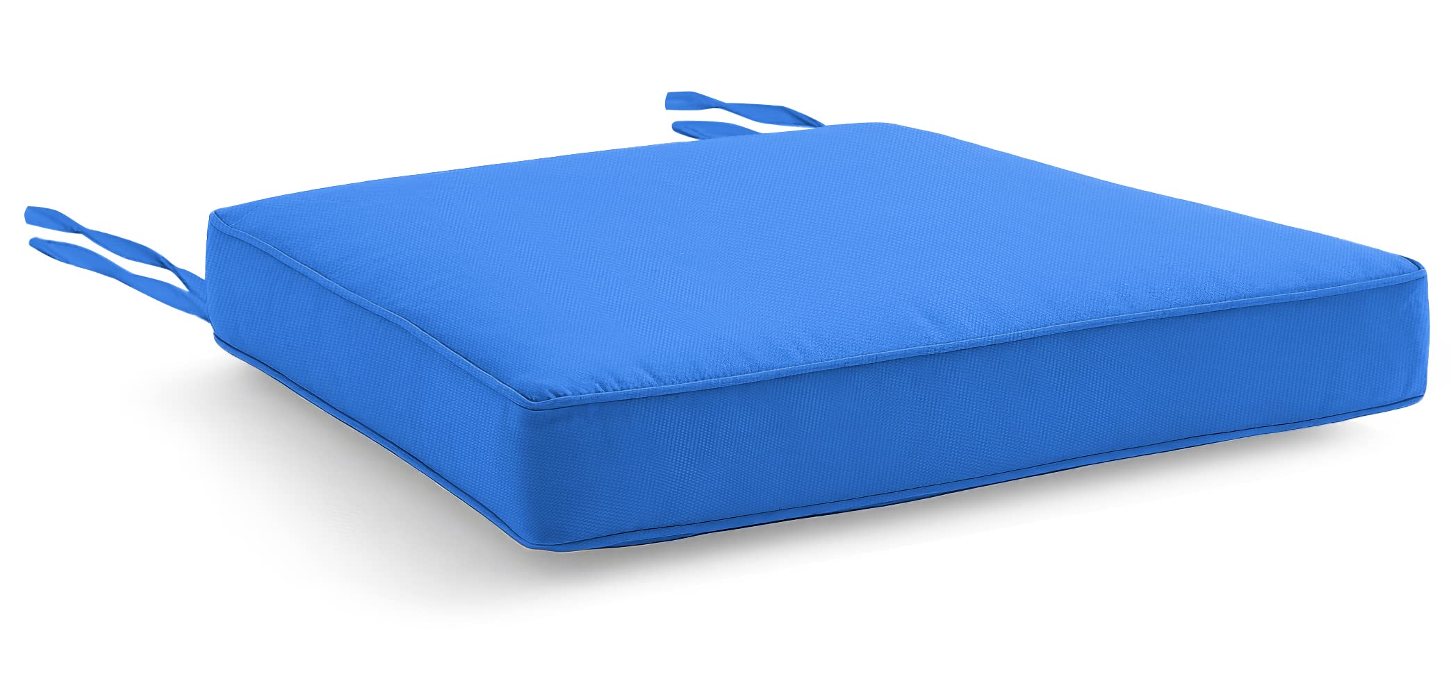 Water Resistant Chair Cushions with Ties for Indoor and Outdoor Use - Patio Furniture Seat Pads with Durable Polyester Fabric - Ideal for Dining, Lawn, Garden, Coffee Shop (40 x 40 x 5cm, Blue)