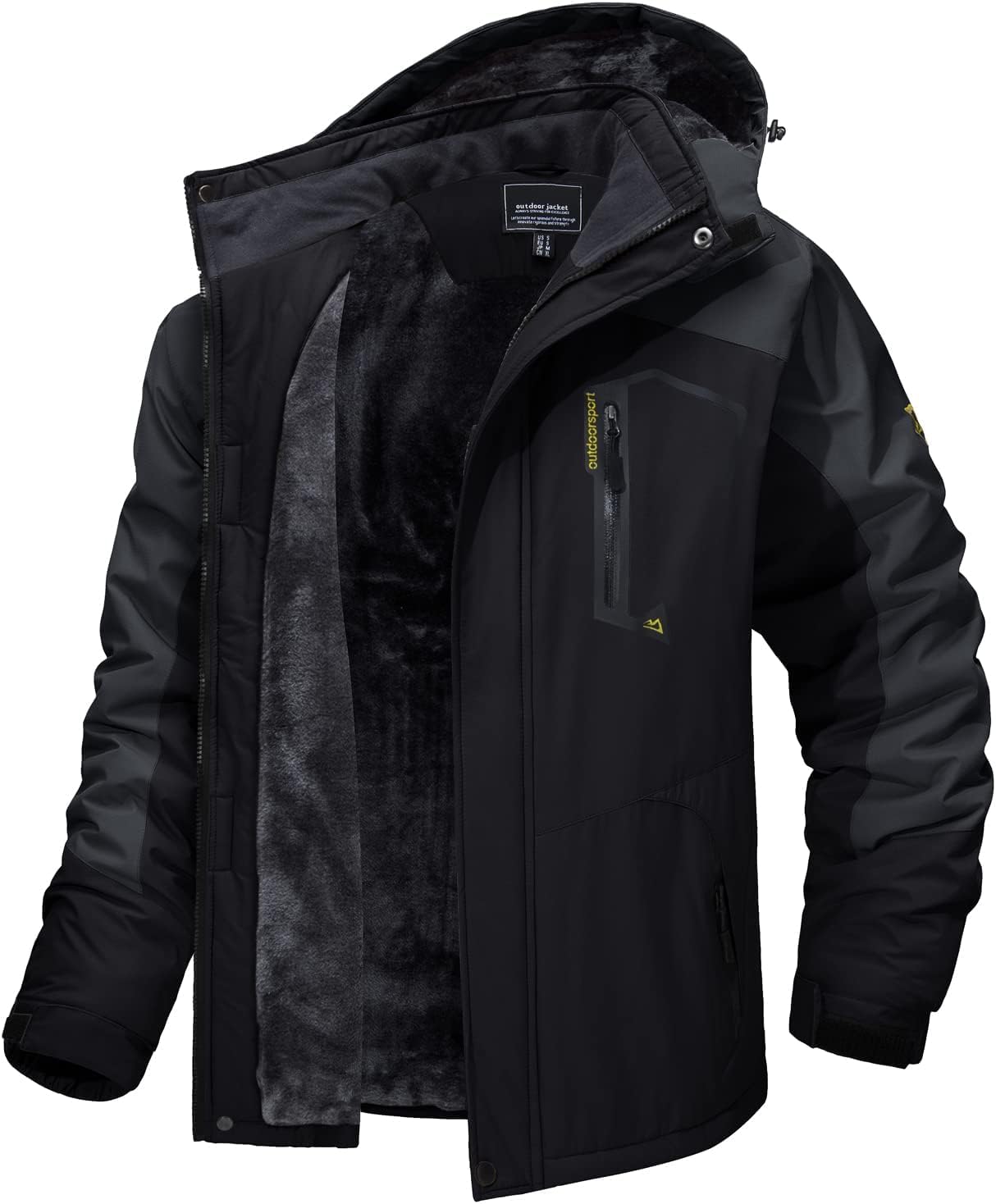 MAGCOMSEN Manteau Ski Homme Veste Imperméable en Polaire Coupe-Vent Chaude Avec Multi-Poches et Capuche Détachable