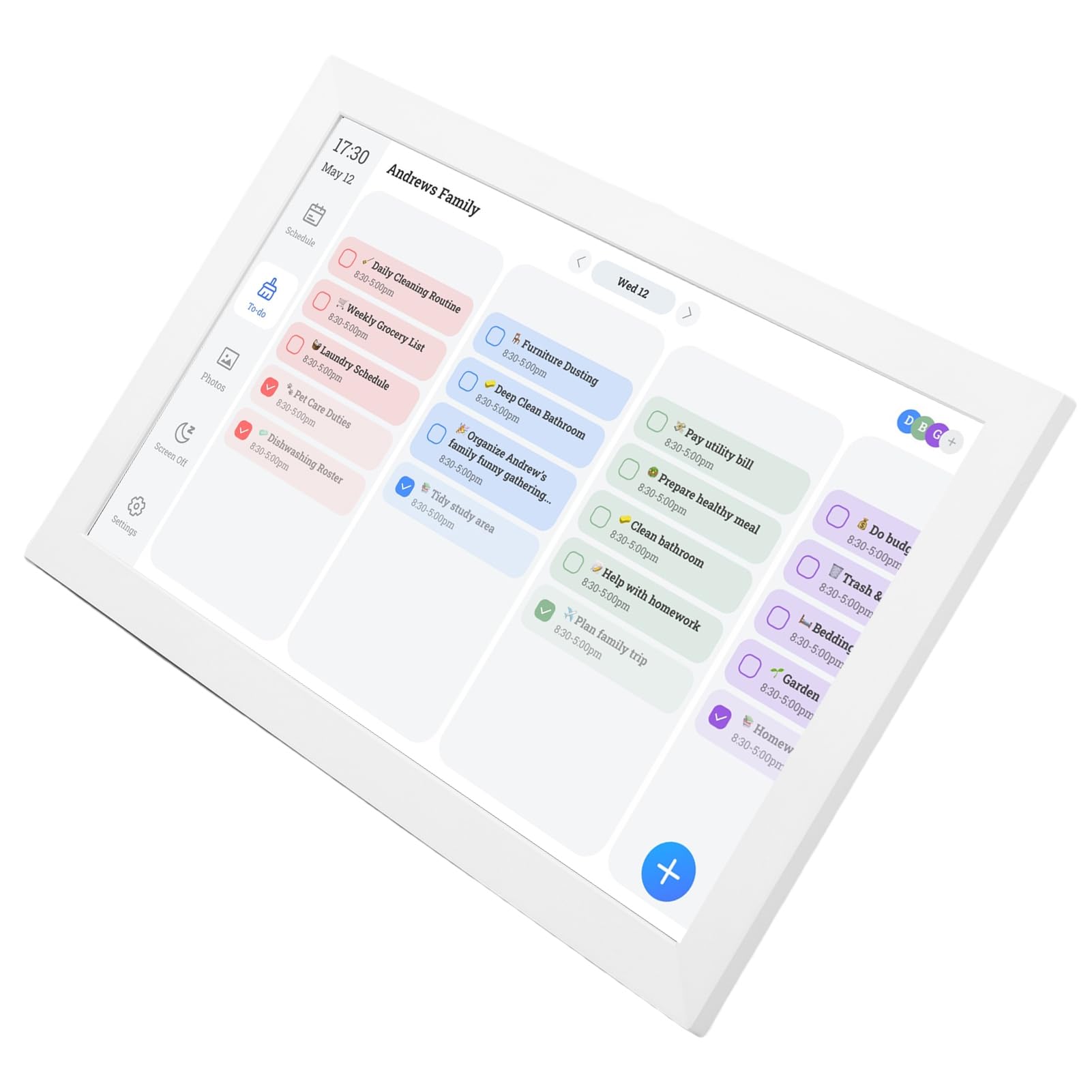 FTVOGUE Calendario Digitale Intelligente da 10,1 Pollici, Pianificatore Familiare con Schermo LCD IPS con Display Touch per le Faccende Quotidiane e la Gestione delle attività