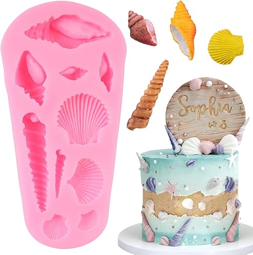 Miniatura 8 de QDMOLDS Molde de fondant con temática marina, concha, estrella de mar, moldes de silicona para decoración de pasteles, decoración de cupcakes,