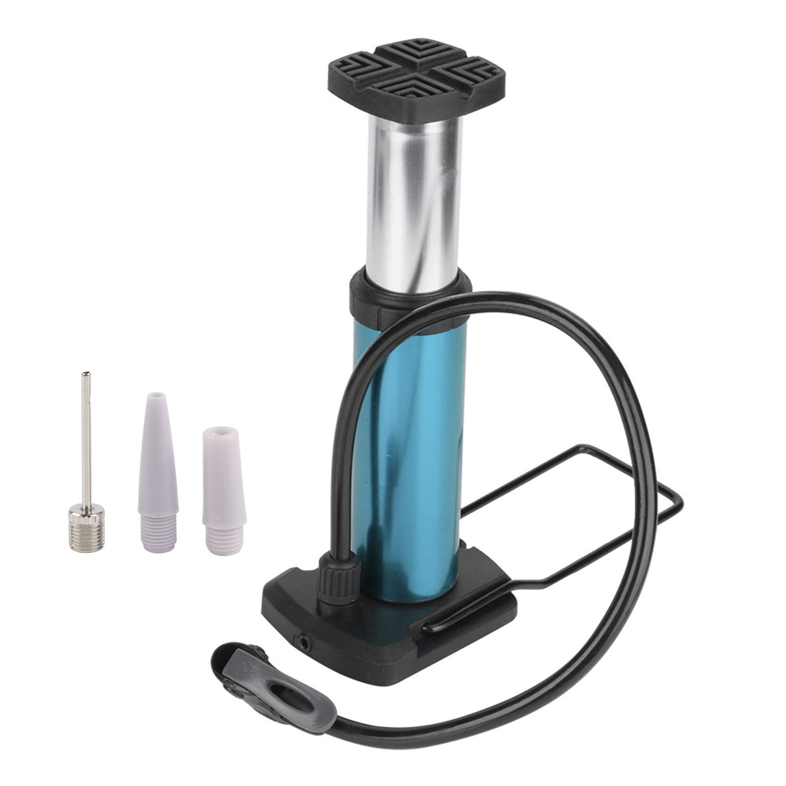 Fahrradpumpe, Gehäuse aus Aluminiumlegierung, Tragbare Hochdruck-Fußpumpe, Passend für Amerikanische und Französische Ventile für Fahrräder (Blue) Sport & Freizeit