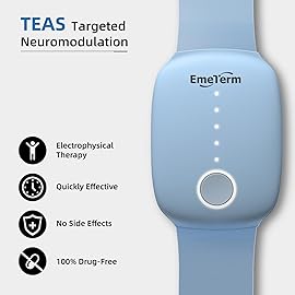 EmeTerm Fashion FDA-Cleared Relieve Nausea Electrode Stimulator Morning Sickness Motion Travel Sickness Vomit Relief Rechargeable No Gel Drug Free Wrist Bands Without Side Effects