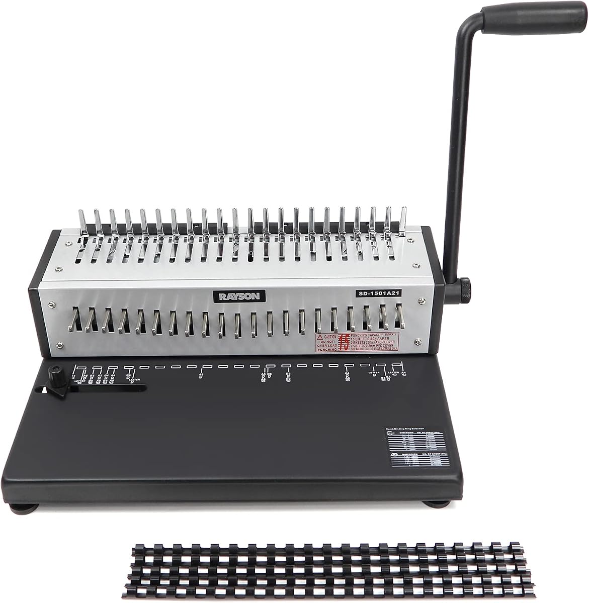 SD-1501A21 Comb Binder, 21-Hole, 15-Sheet Punch, 200-Sheet Capacity | Features 21 fully disengageable punch pins for customized hole patterns and flexible binding of different paper sizes.