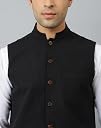 Fabindia Cotton Bhagalpur Nehru Jacket (IN, Alpha, 2XL, Black) gallery image