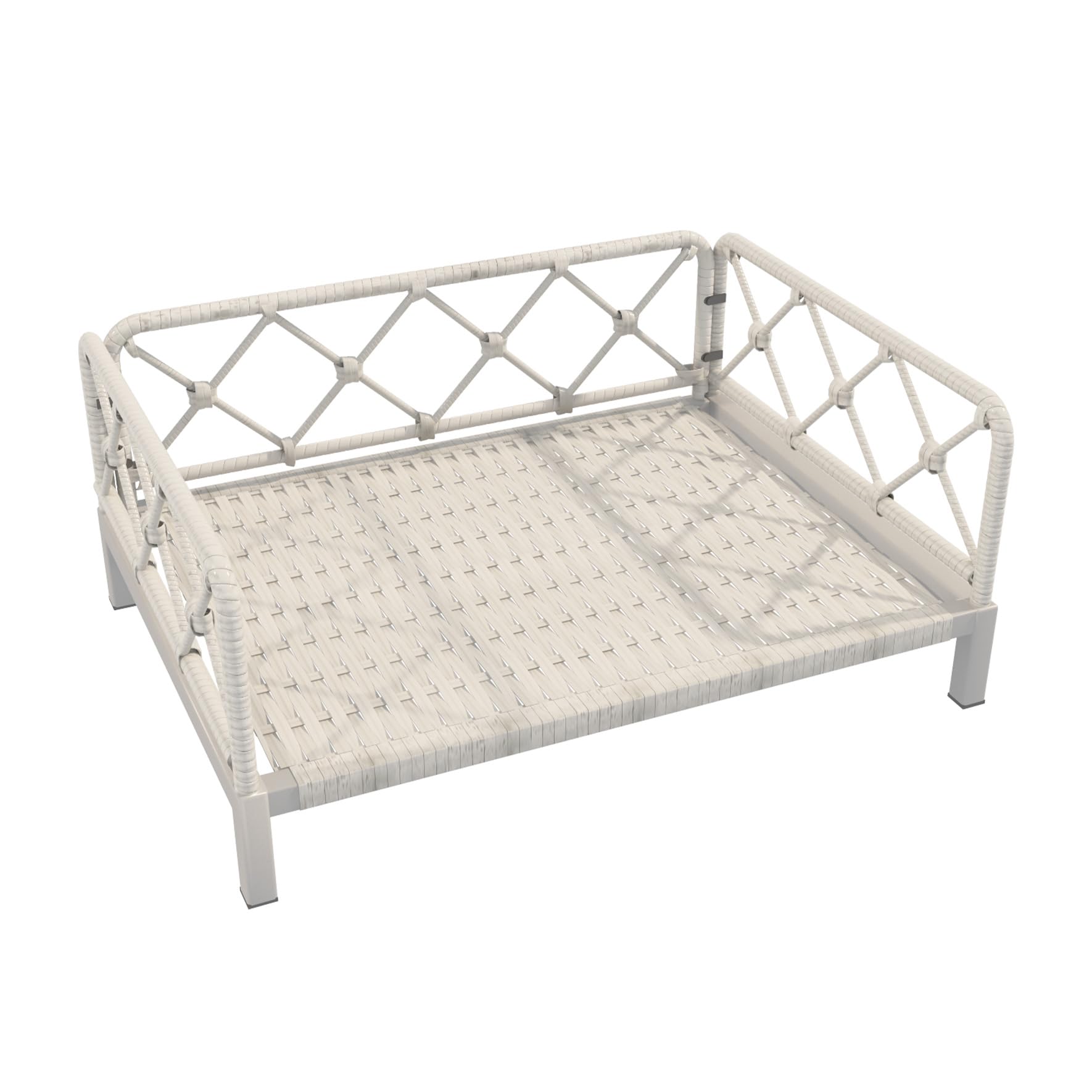 Elevated Waterproof Dog Beds with Egg Crate Foam Support, Outdoor Dog Sofa Bed PE Wicker Orthopedic Pet Bed with Washable Removable Cushion for Medium, Small Dogs (Light Gray) - image 5