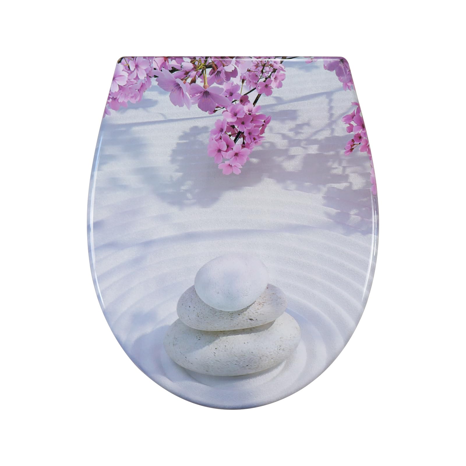 Fanmitrk Duroplast Toilet Seat Soft Close -Quick Release Toilet Lid with Top Fixing,Various Patterns to Choose from (UF819-51) โ image 1