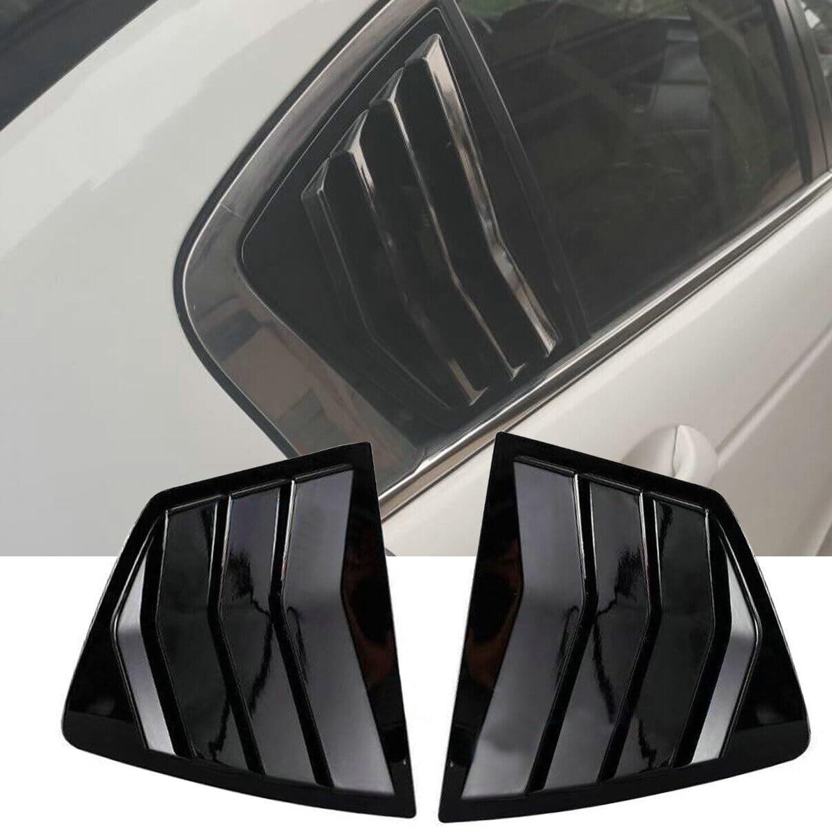 1Pair Left + Right Side Window Louver Shutter Cover Trim Fit for Honda Accord 2008 2009 2010 2011 2012 2013 Gloss Black