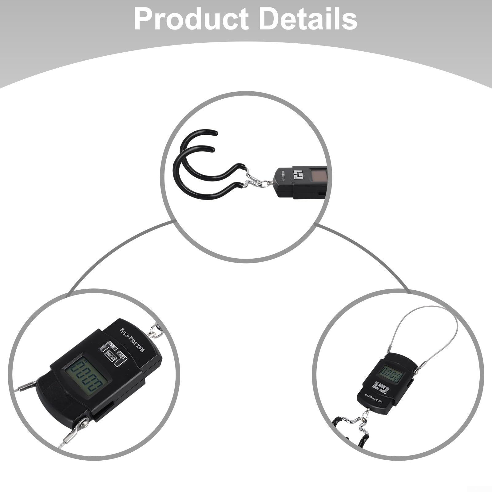 Báscula de pesaje, báscula digital portátil de gancho para equilibrio de componentes de ciclismo, báscula colgante precisa con gancho doble recubierto de goma, ligera para peso del marco de bicicleta
