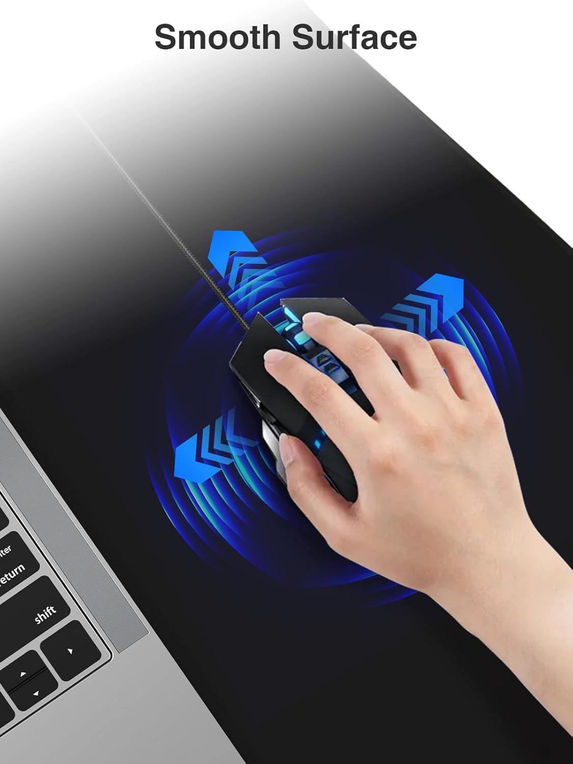 Wireless Charging Mouse Pad, Gaming Mouse Pad, 31.5"x15.8" Large Desk Mat for Laptop/Keyboard, Waterproof Smooth Surface, Non-Slip Base, Black