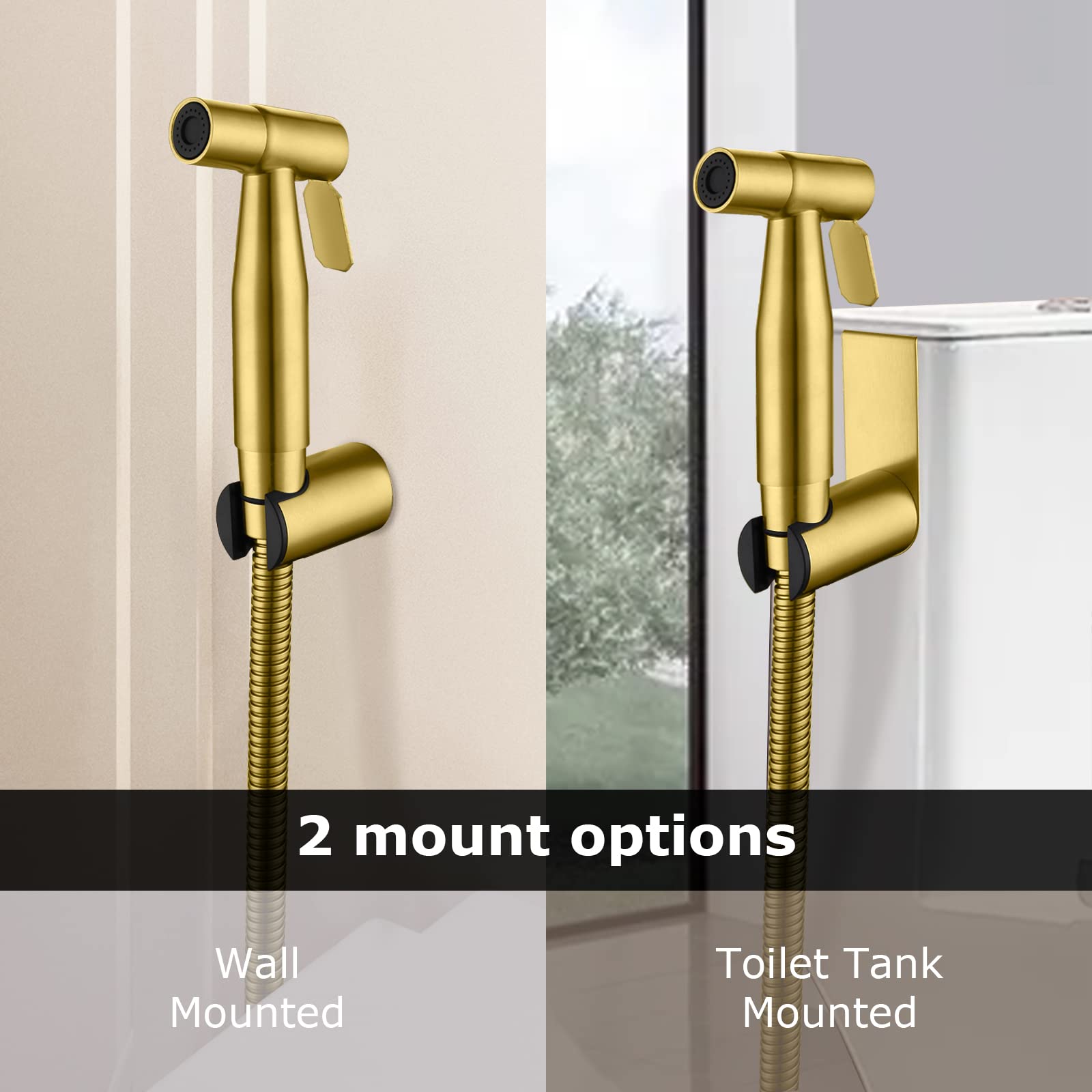 [LOSCHEN] Bidé de pared Kit de pulverización para inodoro, pulverizador de mano accesorio de inodoro de acero inoxidable para mascotas cuarto de baño/higiene personal/baño (Glod)