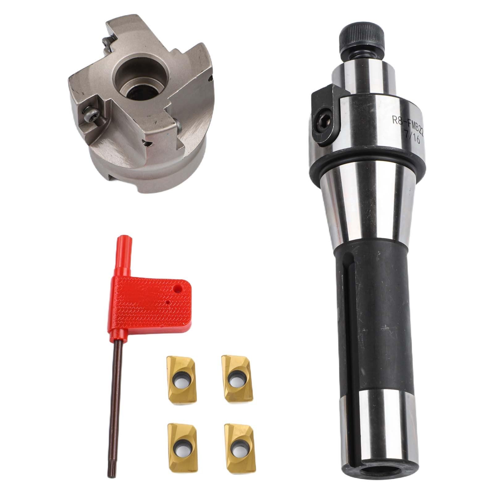 R8 FMB22 für Dorn mit 400R 50 mm Schalenschaftfräser, legierter Stahl, Planfräswerkzeug-Set für APMT1604 Hartmetall-Einsätze, inklusive 4 Klingen und für T15-Schraubenschlüssel